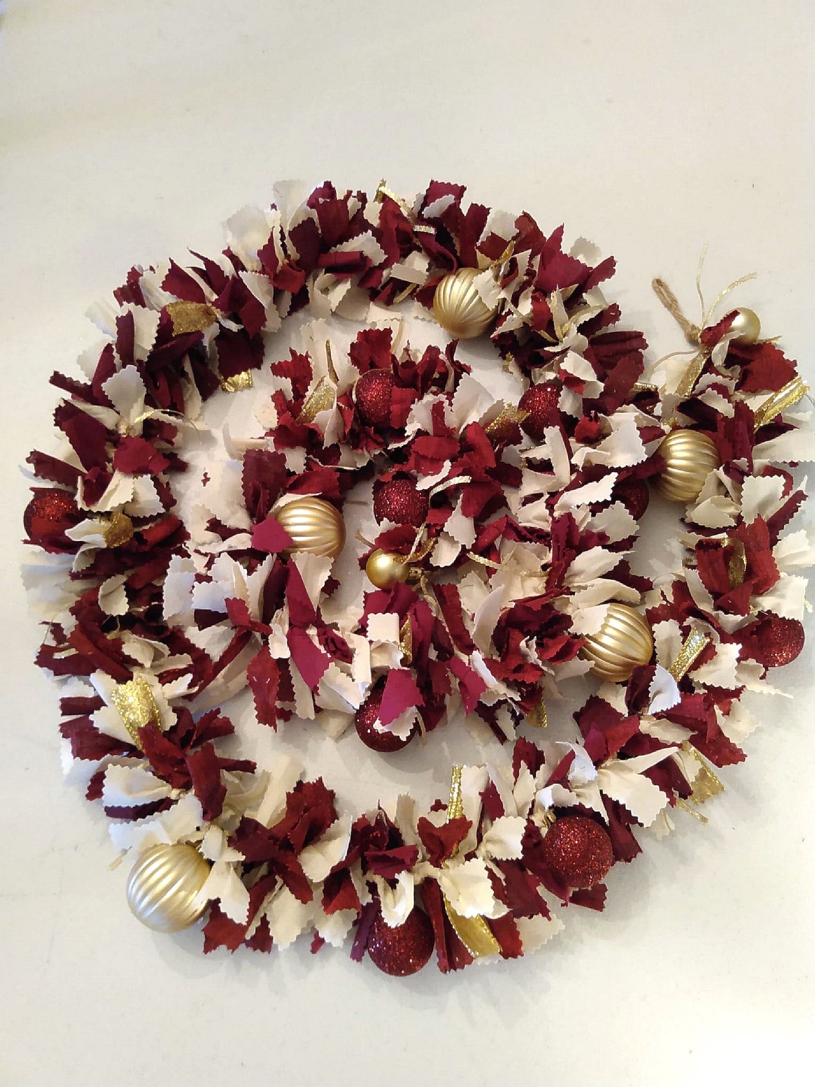 Gold and Burgundy Fabric Garland 7ft, Christmas Tree Garland, Garland