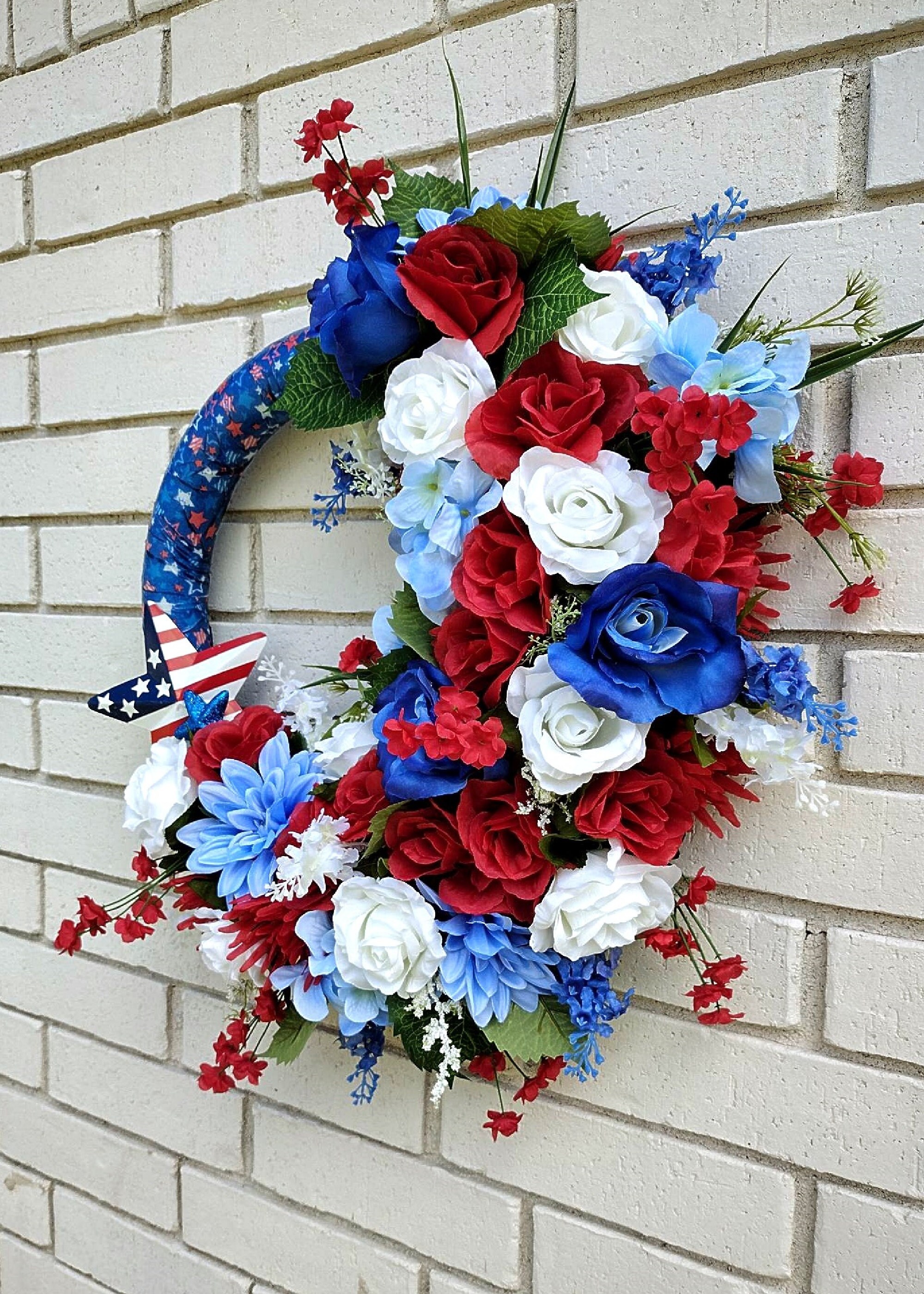 Patriotic Wreath for Front Door 4th of July Wreath - Etsy