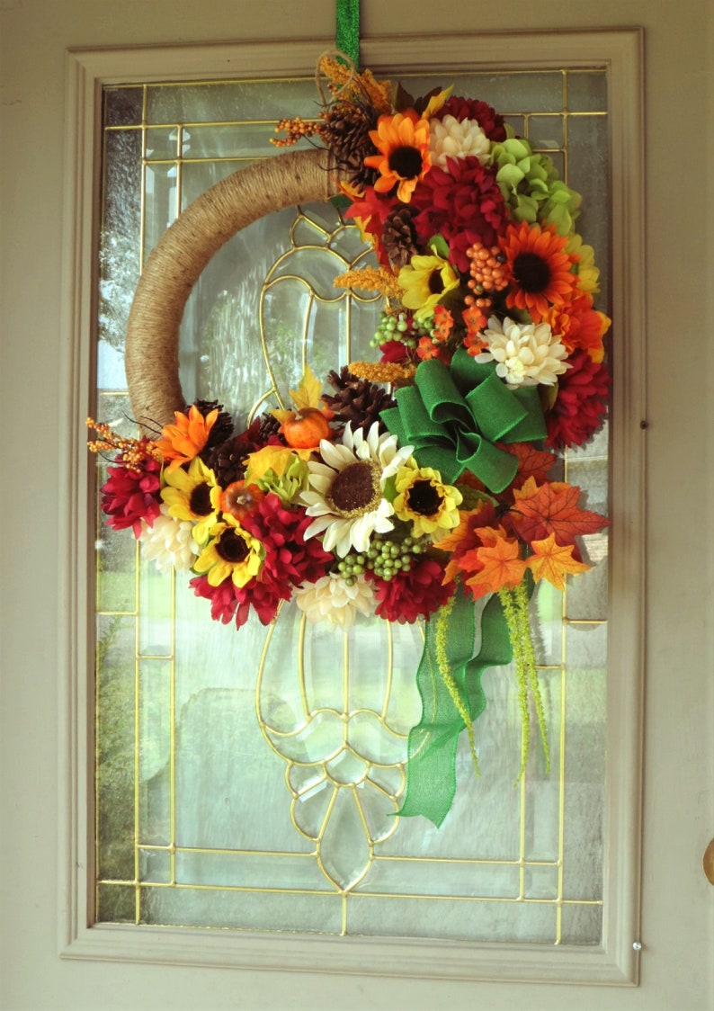 Large Fall Floral Wreath for Front Door Farmhouse Wreath Etsy