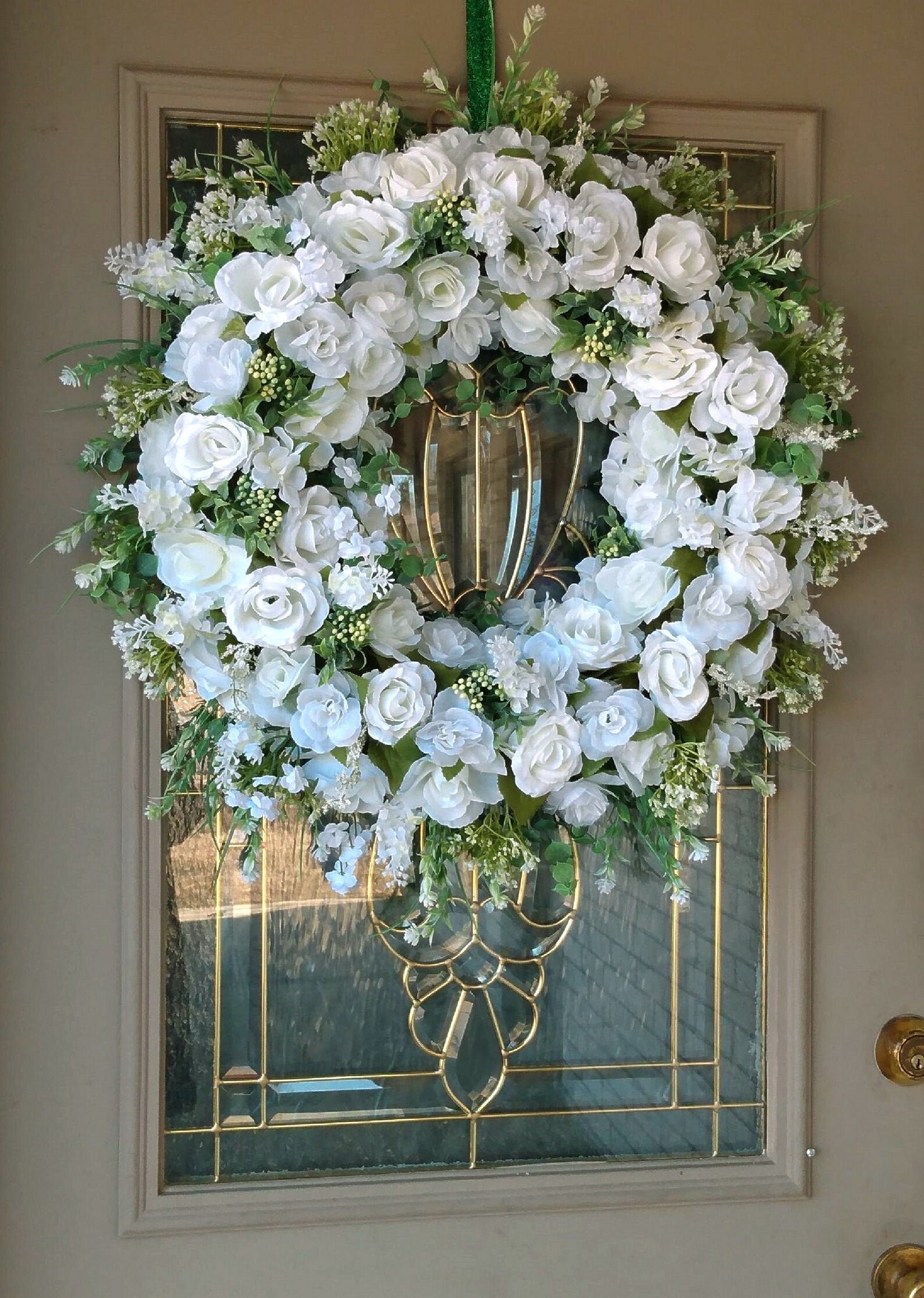 Large White Floral Wreath for Front Door Large Spring Wreath Etsy