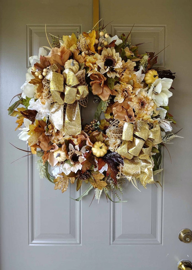 Large Fall Wreath For Front Door Autumn Harvest Wreath Etsy Large fall wreath for front door autumn harvest wreath etsy