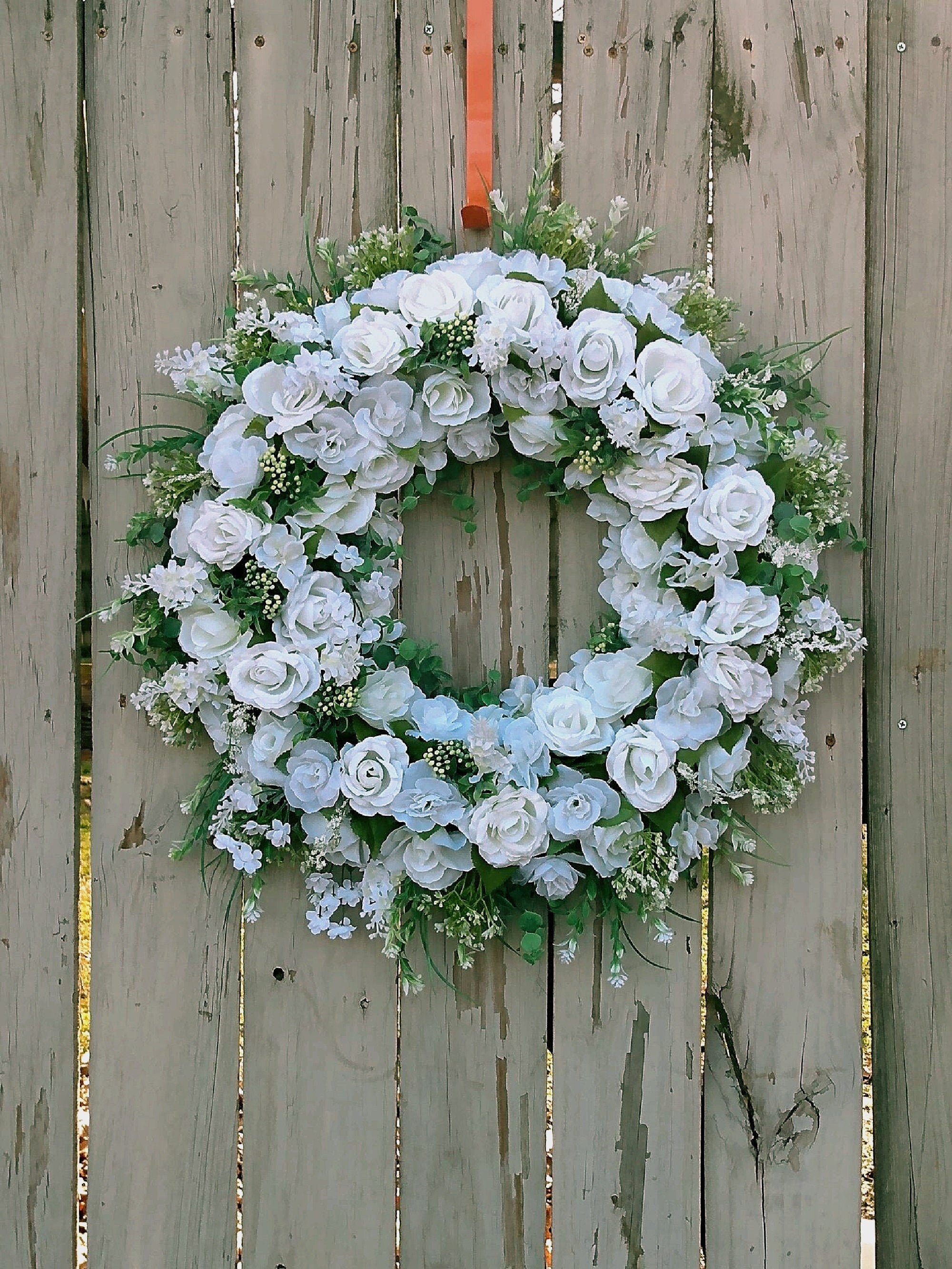 Large White Floral Wreath for Front Door Large Spring Wreath Etsy
