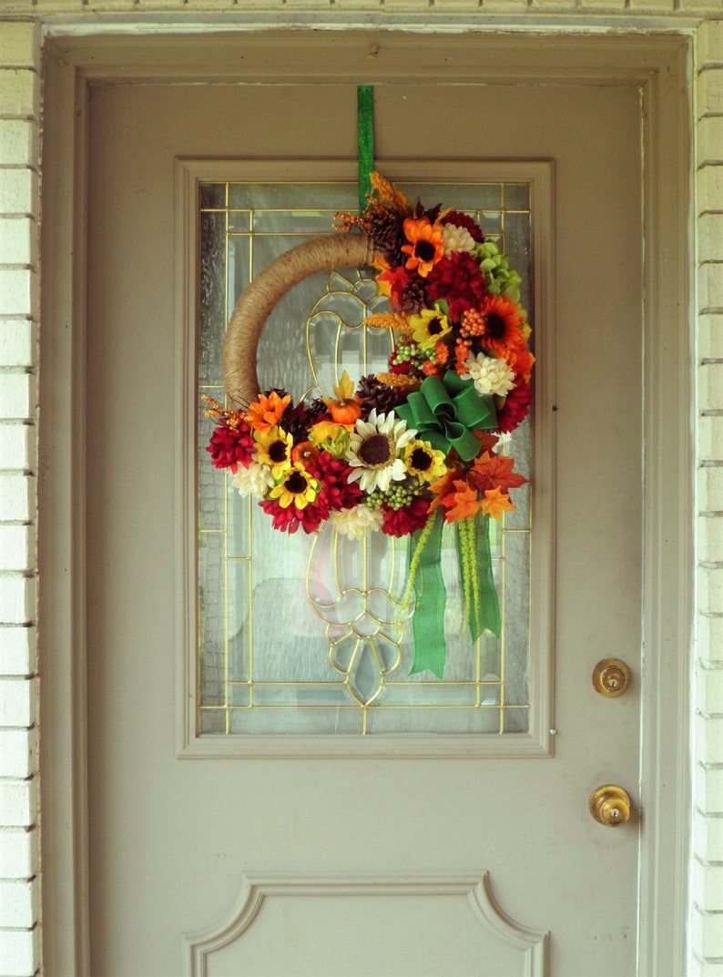 Large Fall Floral Wreath for Front Door Farmhouse Wreath Etsy