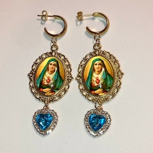 Virgin Mary Earrings l St Mary Earrings l Virgen De Guadalupe Earrings l Our Lady of Guadalupe Earrings l Catholic Earrings