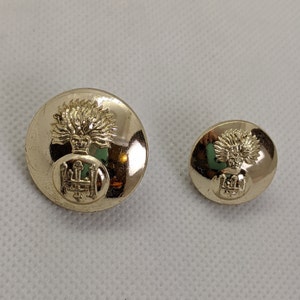 Vintage c1950s British Military Buttons—Queen Elizabeth&#39;s Royal Innskilling Fusiliers, Brass Coat Buttons