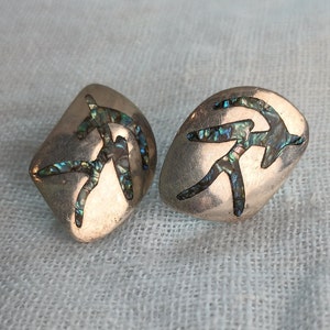 Sterling 925 Silver with Opal Inlay Southwestern Earrings