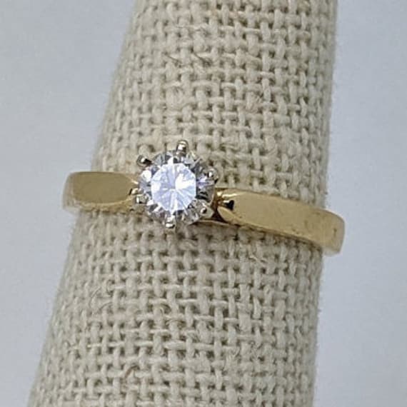 Vintage 1960s Mid Century .33ct Solitaire Diamond… - image 1