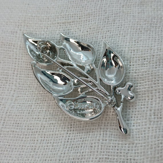 Vintage Sarah Coventry Silvertone Leaf Brooch: Si… - image 3