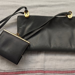 Cartera y monedero vintage de piel gris oscuro de los años 70 de Clemente — Accesorios vintage, Monedero vintage, Monedero de invierno