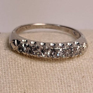 1950s Mid Century Platinum .21cttw Single-Cut Diamond Wedding Band, Vintage Diamond Wedding Ring Size 5