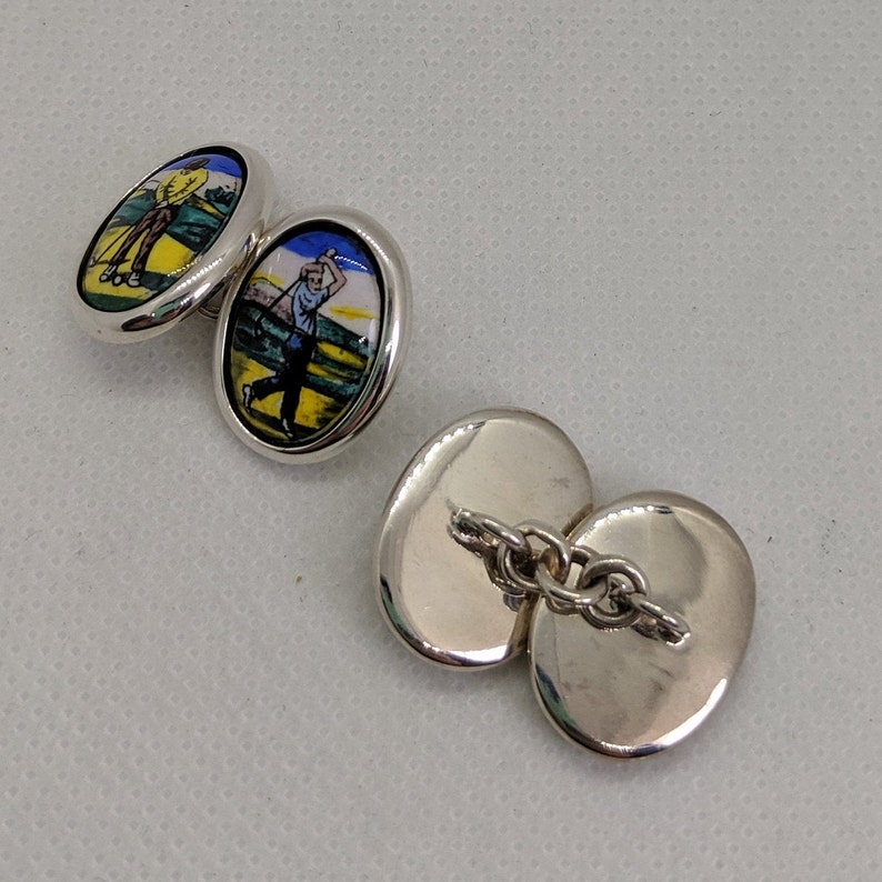 Sterling Silver Golfer Cufflinks