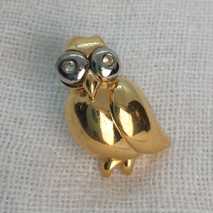 Cute Vintage Owl Rhinestone Brooch — Gift for Her, Mothers Day Gift, Gift for Mom