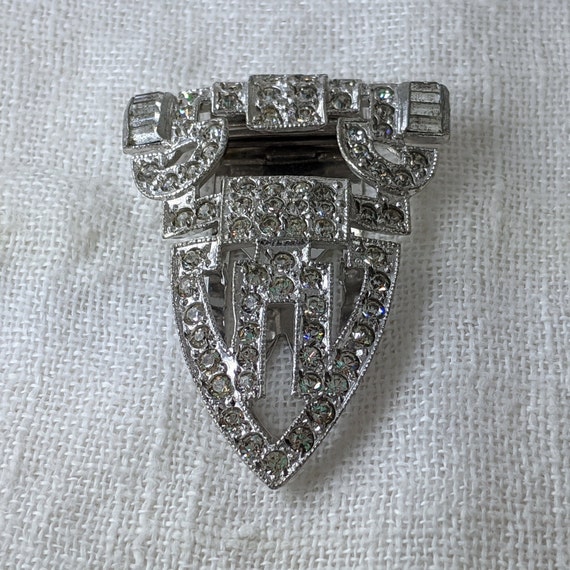 1930s Art Deco Rhinestone Dress Clip