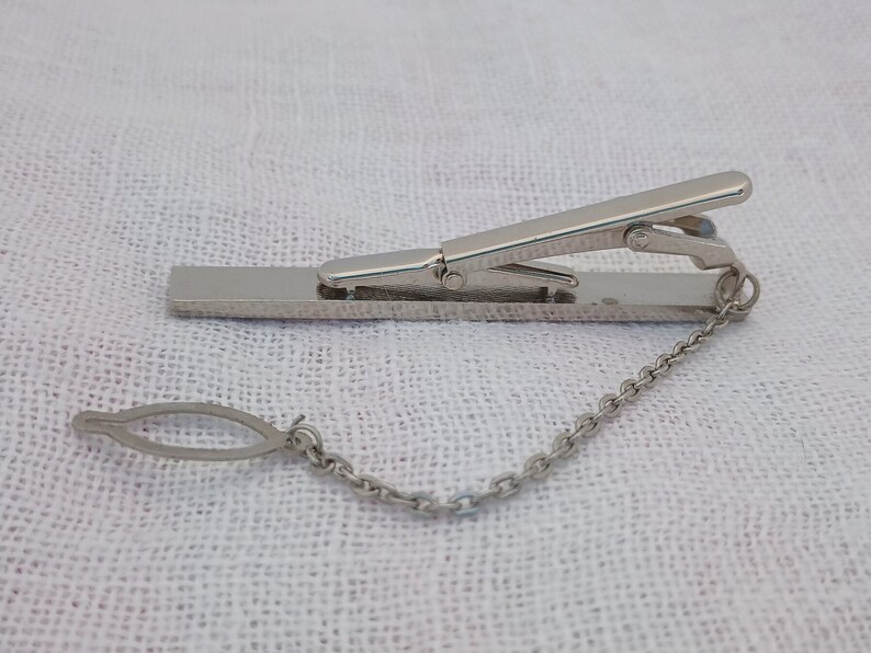 Vintage 1960s Retro Rhinestone and Enamel Tie Bar Wedding, Father's Day Gift for Him image 4