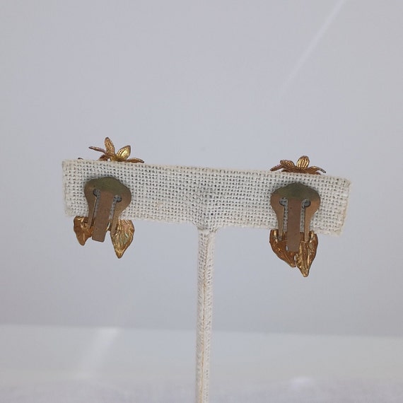 Vintage 1960s Rhinestone Flower Earrings — Austri… - image 4
