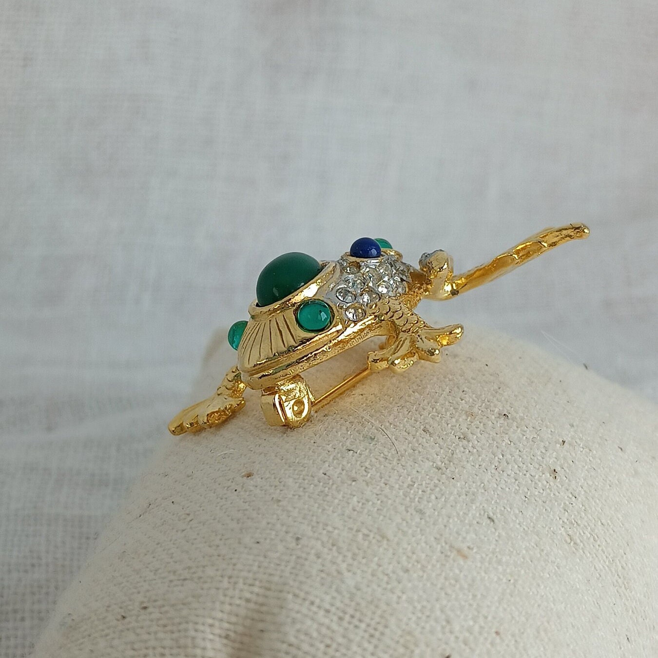 Grande Broche Grenouille Vintage - Strass Rouge - Parfait état - Bijou Ancien Original Et élégant