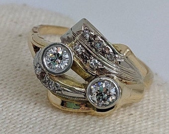 1940s Retro 14k Double Diamond .52cttw Ring