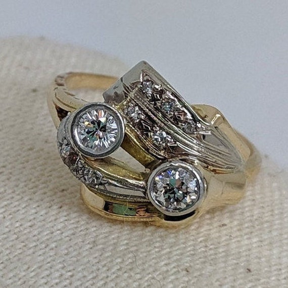 1940s Retro 14k Double Diamond .52cttw Ring