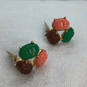 Vintage Scarab Clip On Earrings — Wear to Work Jewelry, Non Pierced Earrings