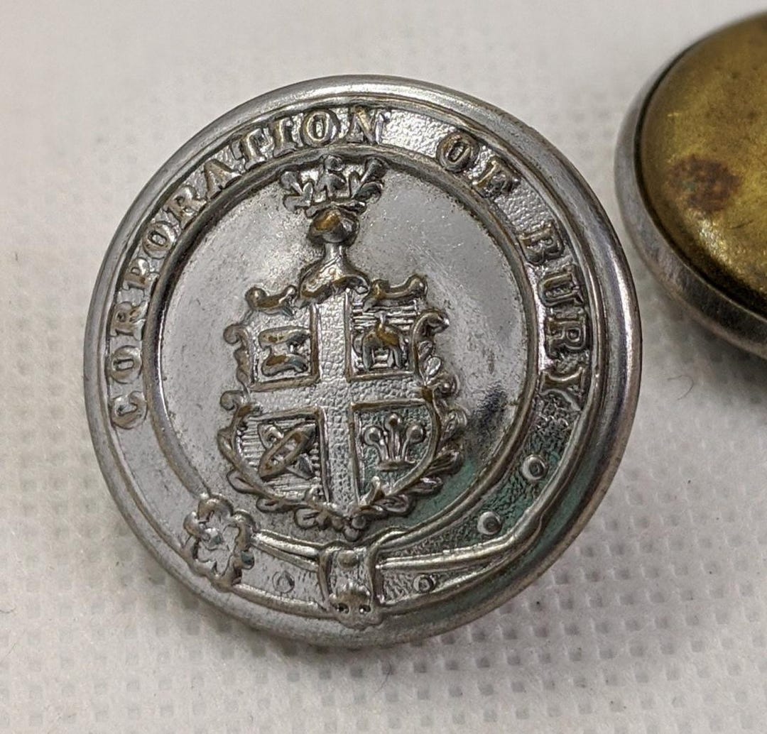 Set of 5 Vintage British Military Uniform Buttons — Corporation of Bury ...