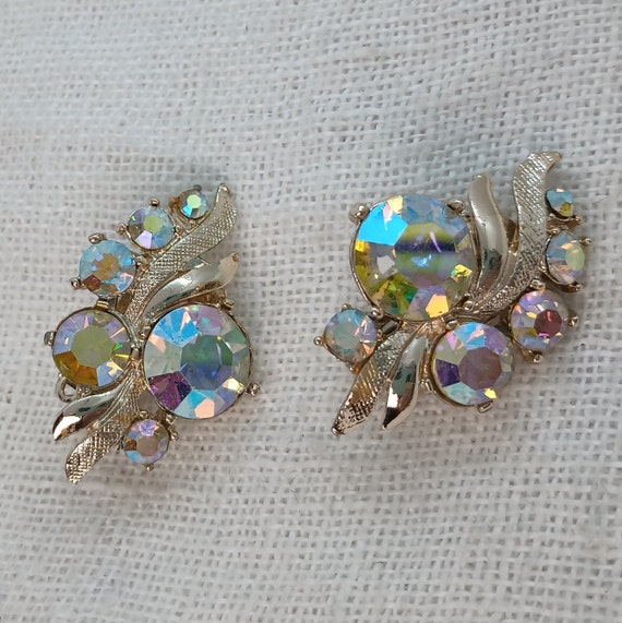 Boucles D'oreilles Vintage à Clips - Avec Brillants - Couleur Argenté