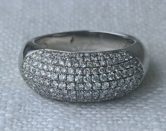 14k White Gold and 1.80cttw Diamond Pave Dome Statement Ring Size 8.5