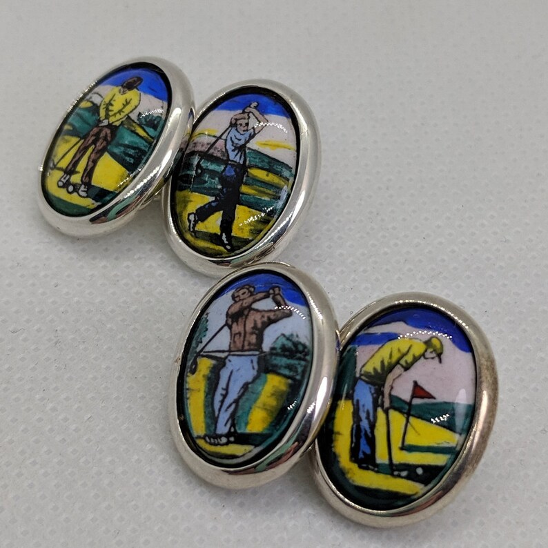 Sterling Silver Golfer Cufflinks