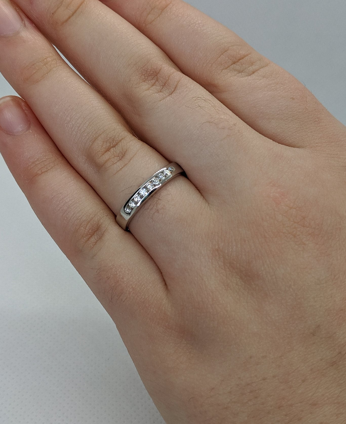14k White Gold .27cttw Channel Set Diamond Wedding Band—ring Size 8 - Etsy