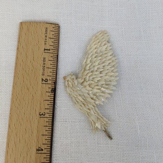 Rare Vintage 1940s White Dove Bird Shell Brooch - image 3