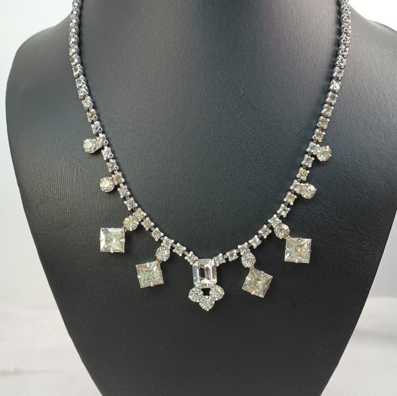 1950s Vintage Rhinestone Statement Necklace — 15.… - image 1