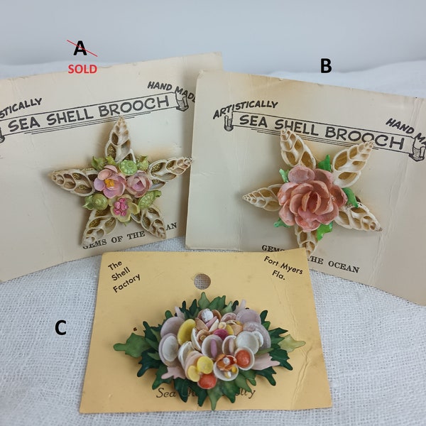 Vintage 1940s 1950s Retro Shell Brooch — Summer Hawaiian Jewelry, Tiki Aesthetic Jewelry, Beach Wedding Jewelry