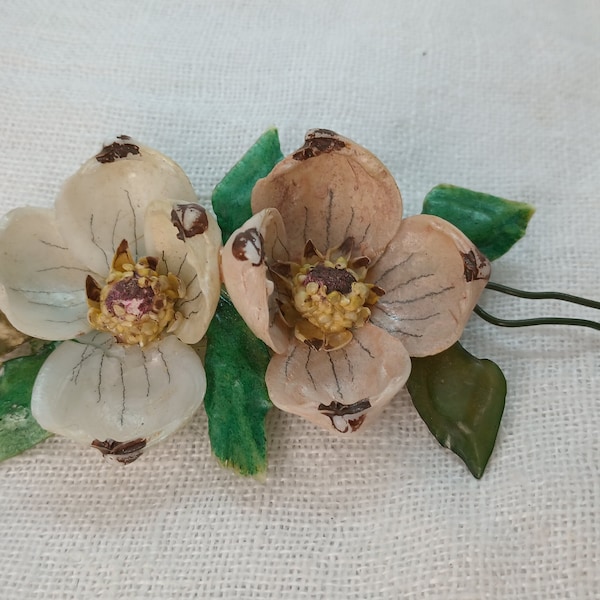 Vintage 1950s Magnolia Shell Flower Brooch — Large Corsage Size