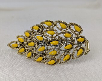 Vintage Signed Gerrys Yellow Enamel Brooch