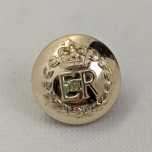 Vintage 1950s-60s British Military Uniform Brass Buttons—Queen Elizabeth Crown and Wreath— 1&quot; coat and 3/4&quot; sizes