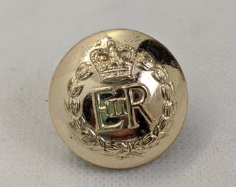 Vintage 1950er - 60er Jahre britische Militäruniform Messingknöpfe - Queen Elizabeth Krone und Kranz - Größen 2,5 cm und 3/4 Zoll