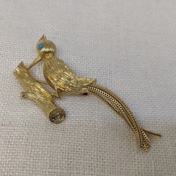 Mid Century Lisner Woodpecker Bird Brooch — Vintage 1960s Brooch