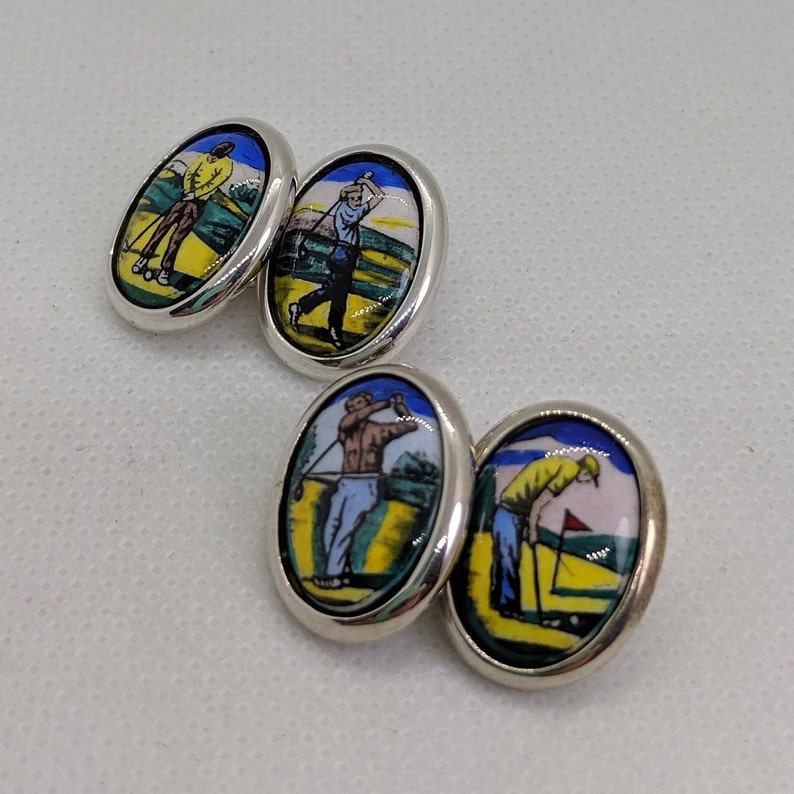 Sterling Silver Golfer Cufflinks