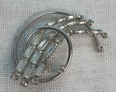 Vintage Signed Jay Flex Sterling Rhinestone Retro Brooch