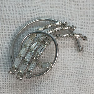 Vintage 1950s Signed Jay Flex Sterling Rhinestone Retro Brooch — Wedding Brooch, DIY Hair Comb for Bride or Bridesmaid