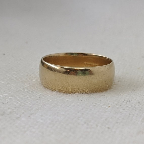 Vintage 14k Gold Wide Wedding Band — Unisex Ring … - image 4