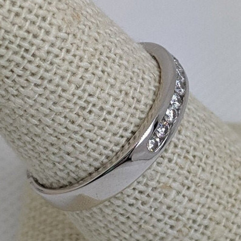 14k White Gold .27cttw Channel Set Diamond Wedding Band—ring Size 8 - Etsy
