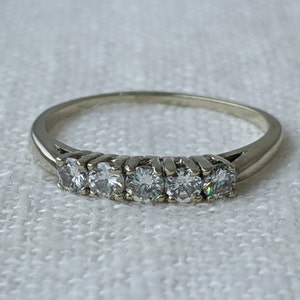 Vintage 14k Yellow and White Gold .50cttw Diamond Wedding Ring — Anniversary Ring, Diamond Band Size 9.5