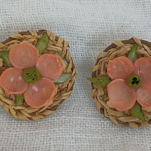 Vintage 1950s Pink Tropical Shell Flower Tiki Aesthetic Earrings — Summer Jewelry, Hawaiian Earrings