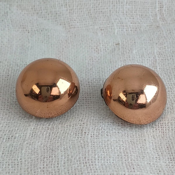 Vintage 1950s Copper Button Clip-On Earrings