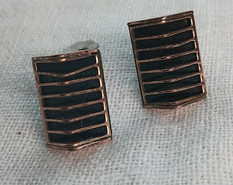 Signed Renior Copper Earrings – Vintage 1950s Mid-Century Modern, Brutalist, Clip-on Earrings