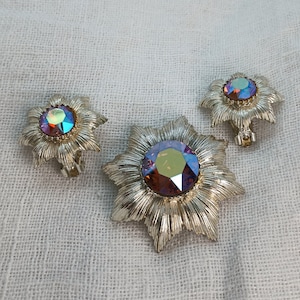 Vintage 1960s MCM Chunky Rhinestone Demi Parure Jewelry Set — Unsigned attributed to Garne