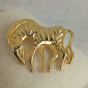 Vintage Goldtone Zebra Brooch