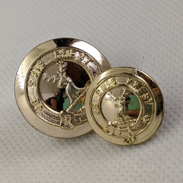 Vintage c1930s-1950, British/Scottish Uniform Brass Coat Buttons — Lovat Scots Gold Uniform Buttons with Stag