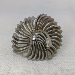 Vintage Mid Century 1960s Silver Brooch in Danish Modern MCM Style