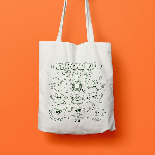 Natural Throwing Shapes Screen Printed Tote Bag